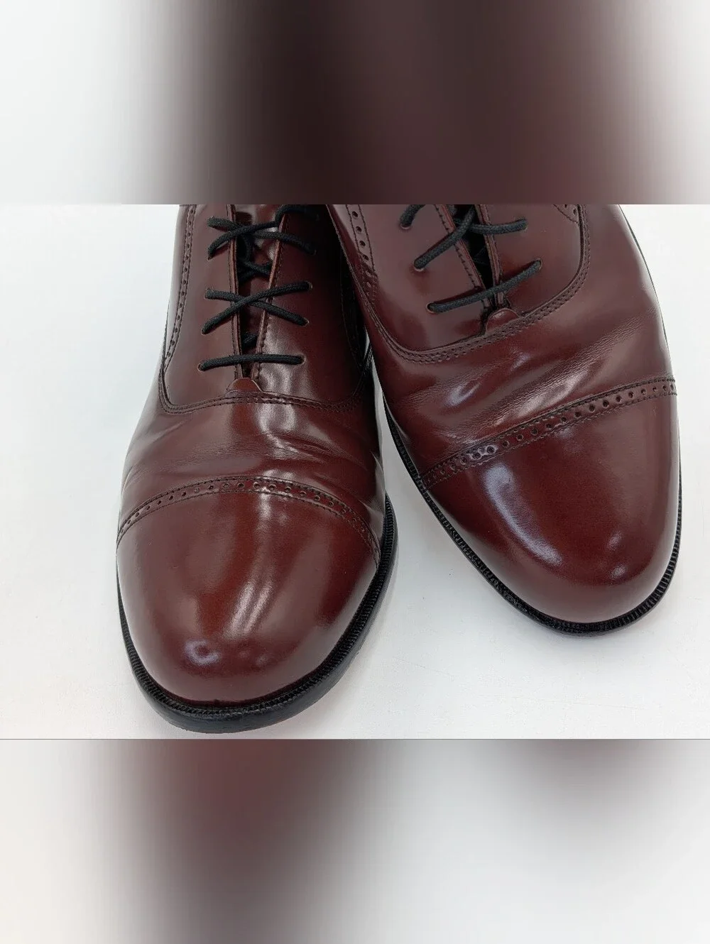 Bostonian Sz 10 Classics First Flex Cap Toe Oxford Burgundy Leather